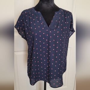 🔥2For$20 Banana Republic Blouse Navy Hearts Size Small